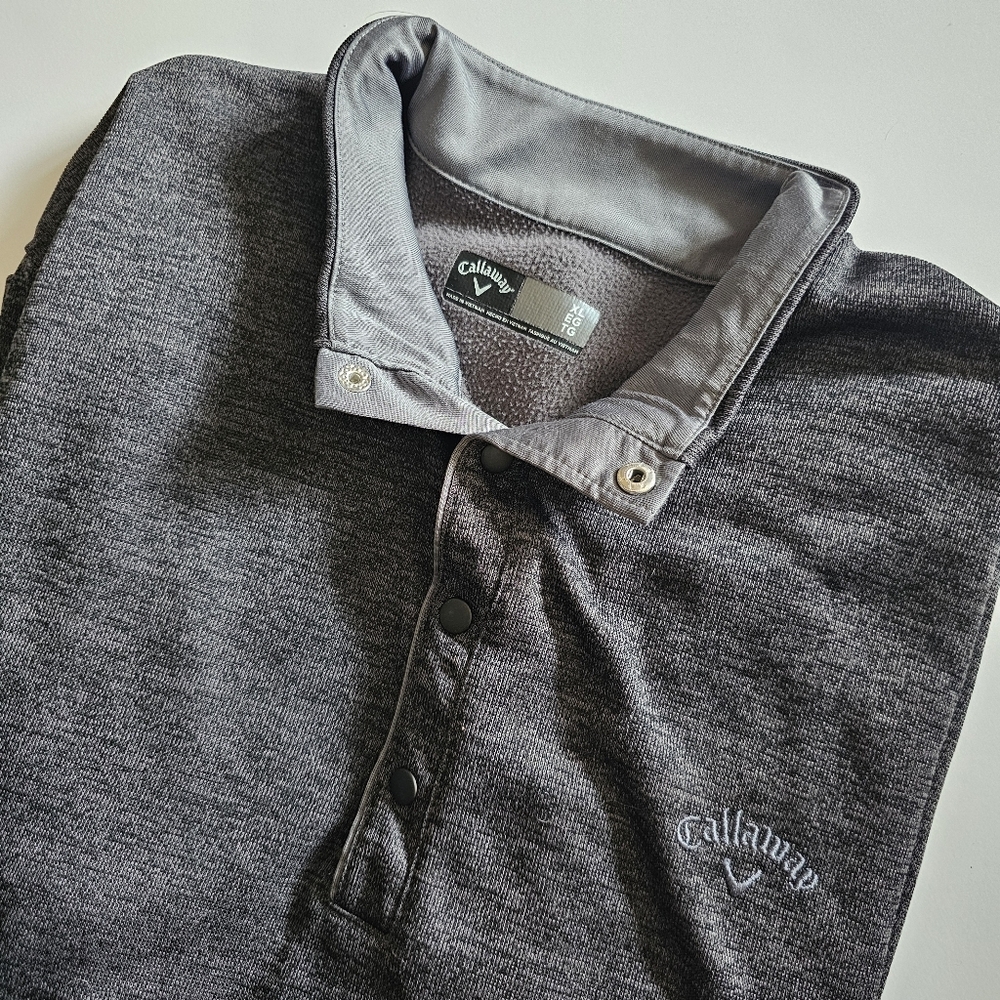 Callaway Long Sleeve Quarter Button Gray Pullover Mens XL‎